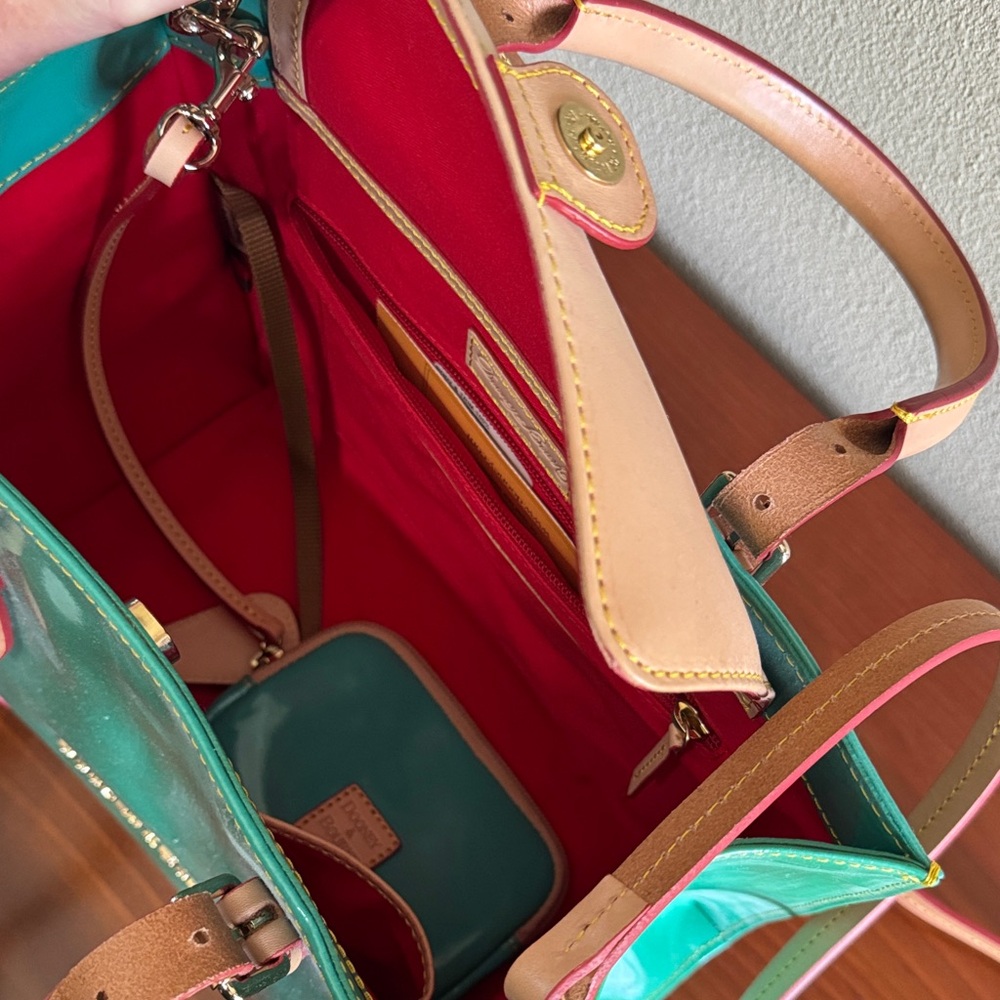 Dooney & Bourke Aqua and Beige Tote - Picture 3 of 8